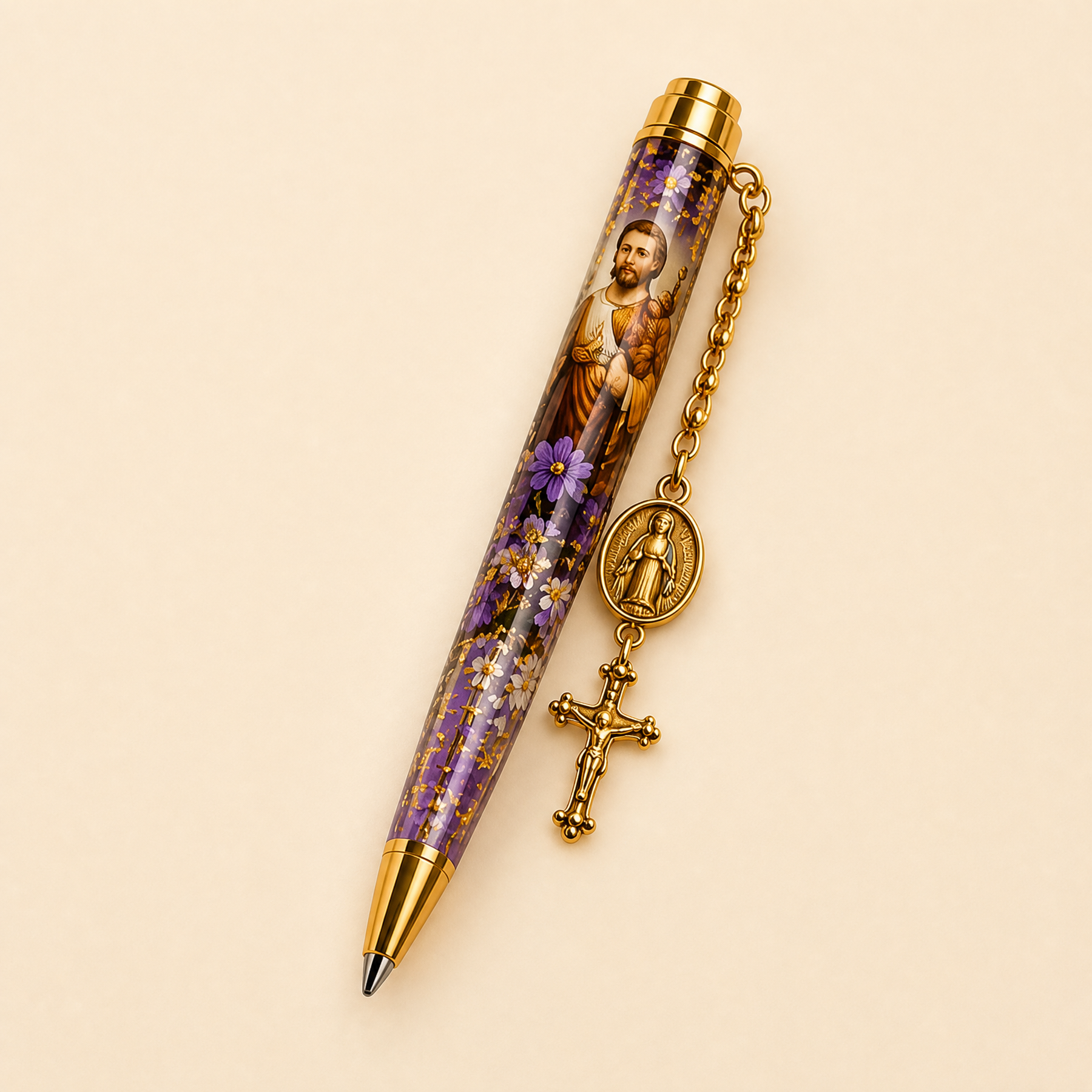 Caneta religiosa — São José com Menino Jesus — 1