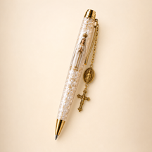 Caneta religiosa — Nossa Senhora — manto branco