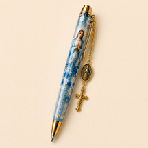 Caneta religiosa — Nossa Senhora — manto azul claro